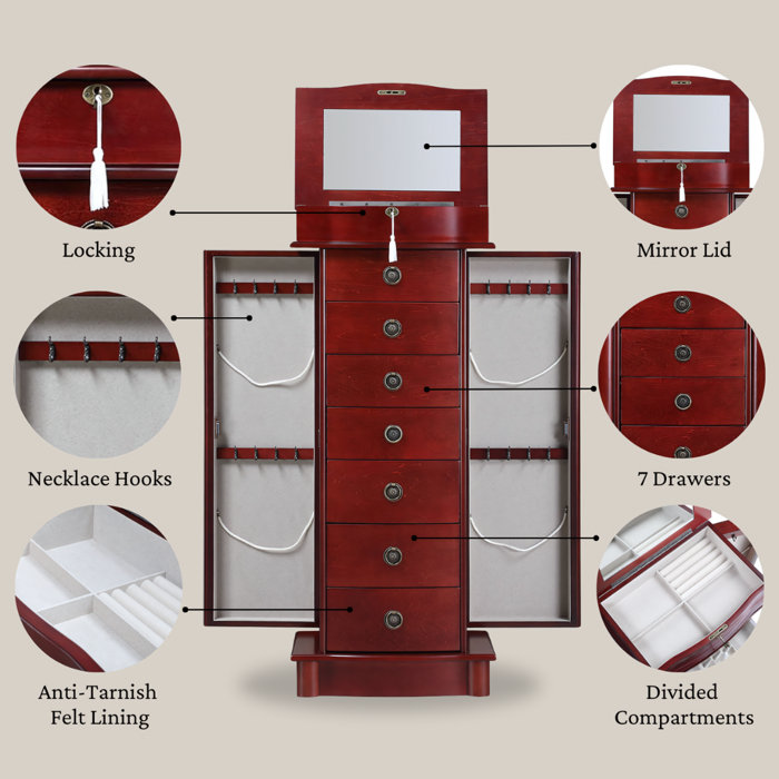 Alcott Hill® Argueta 15.5'' Wide Freestanding Jewelry Armoire with